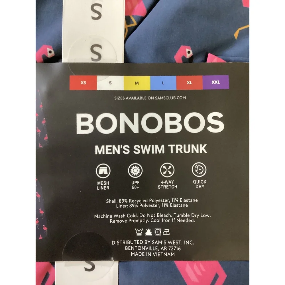 Bonobos Mens Swim Trunk 7 Inseam Navy Flamingo Print Size S BOE25101SA‎